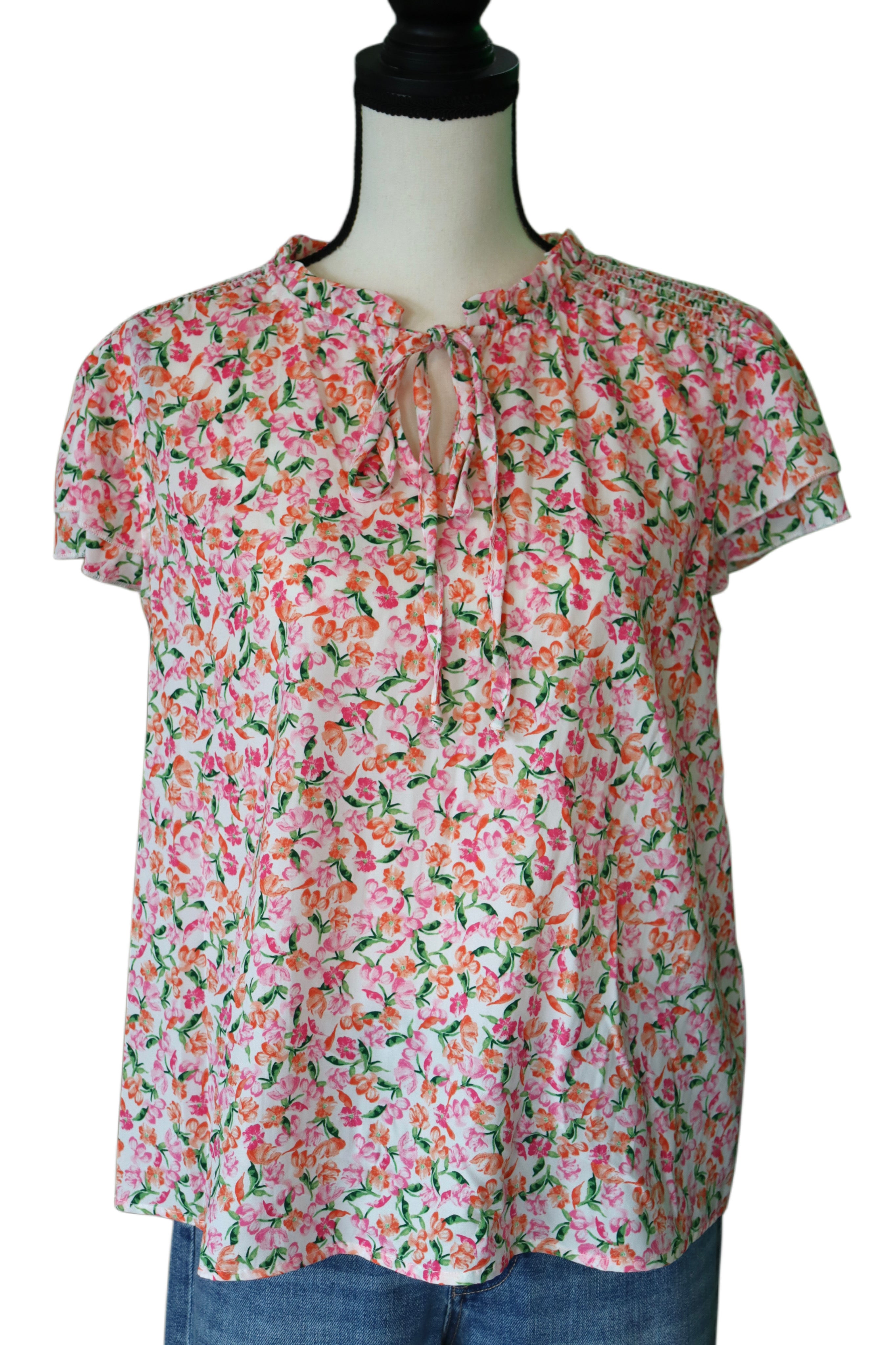 Summer Floral Top with Front Tie