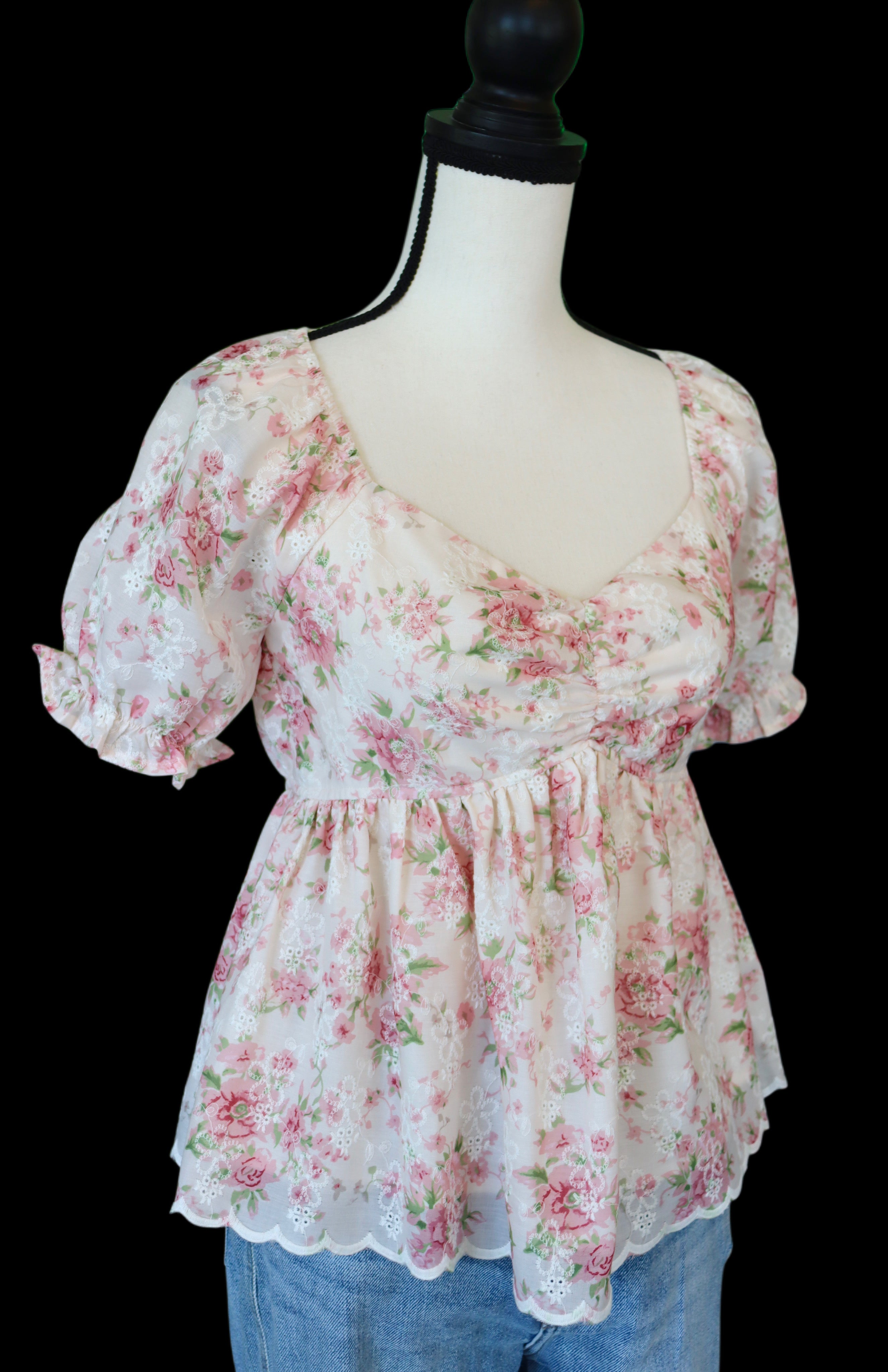 Adorable Babydoll Embroidered Top