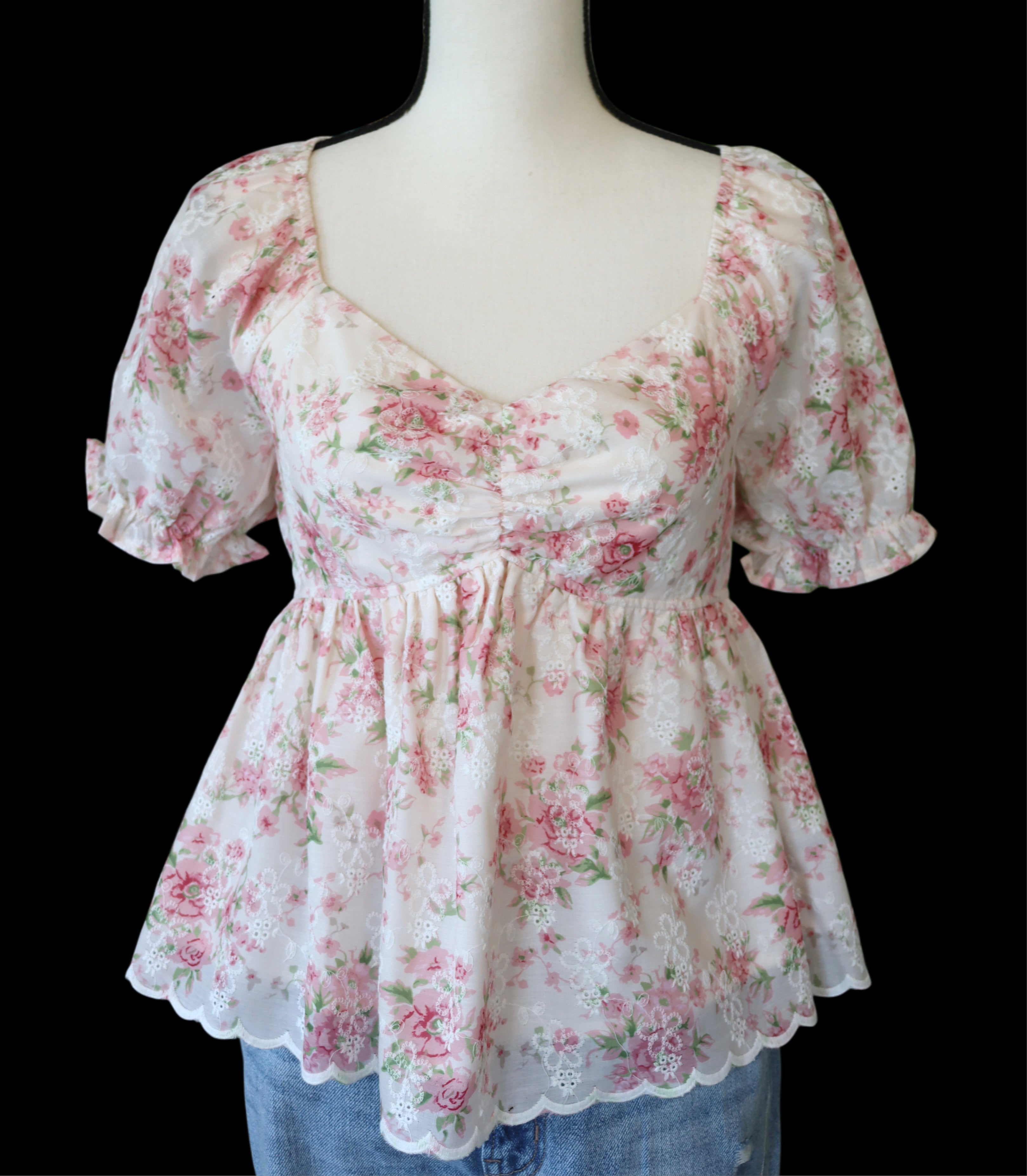 Adorable Babydoll Embroidered Top