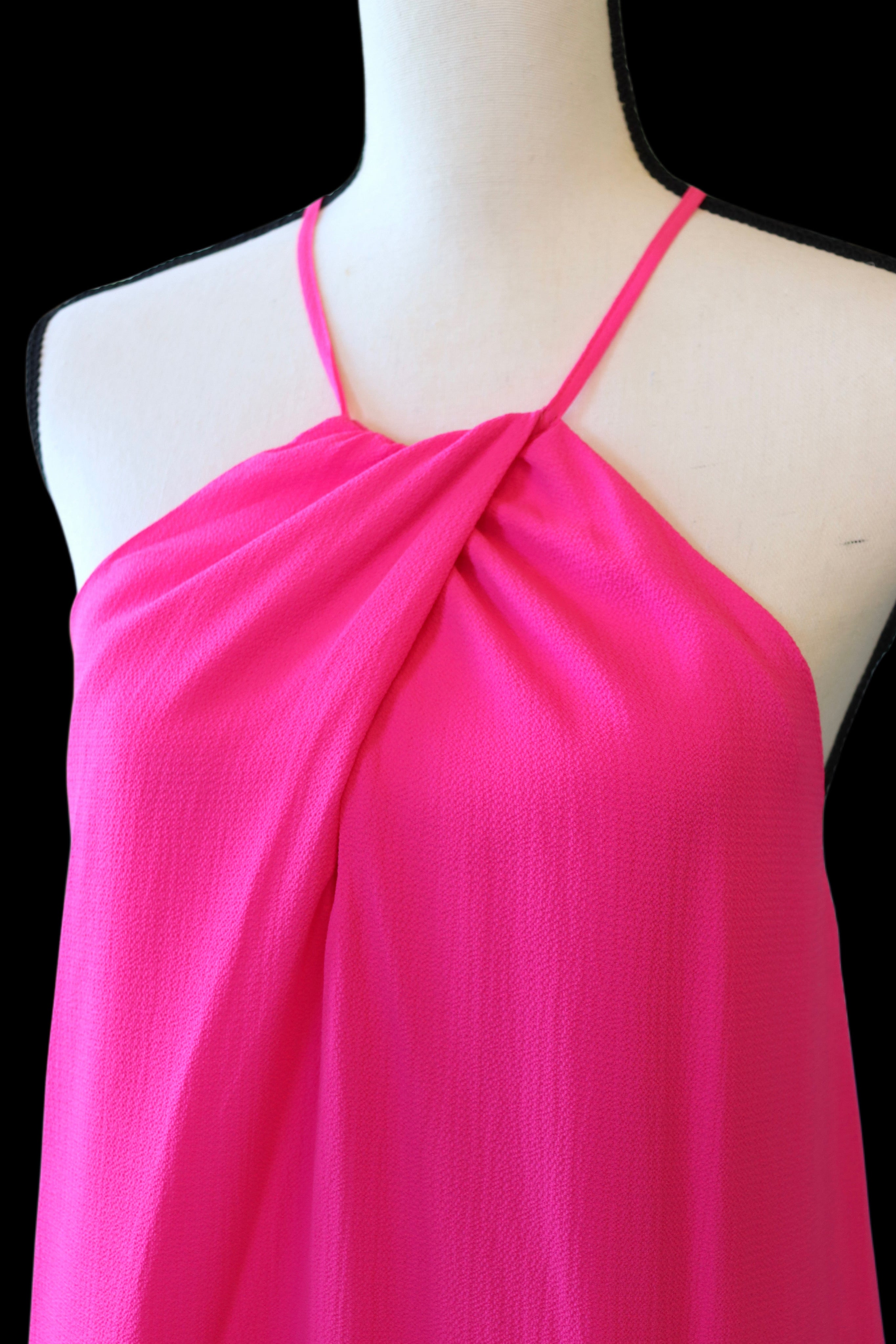 Hot Pink Twist Front Dress