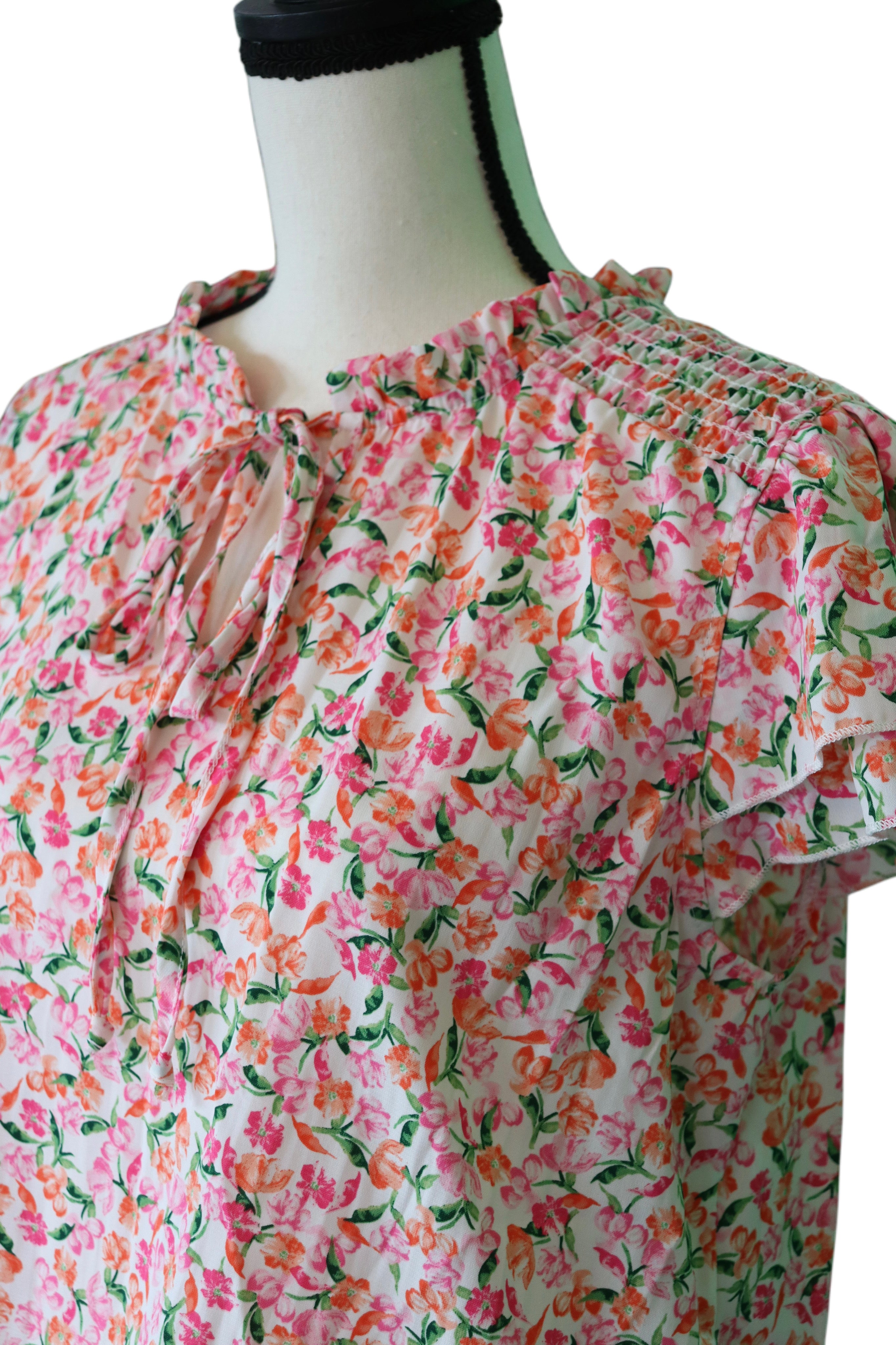 Summer Floral Top with Front Tie