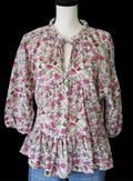 Purple Floral Half Sleeve with Front Tie