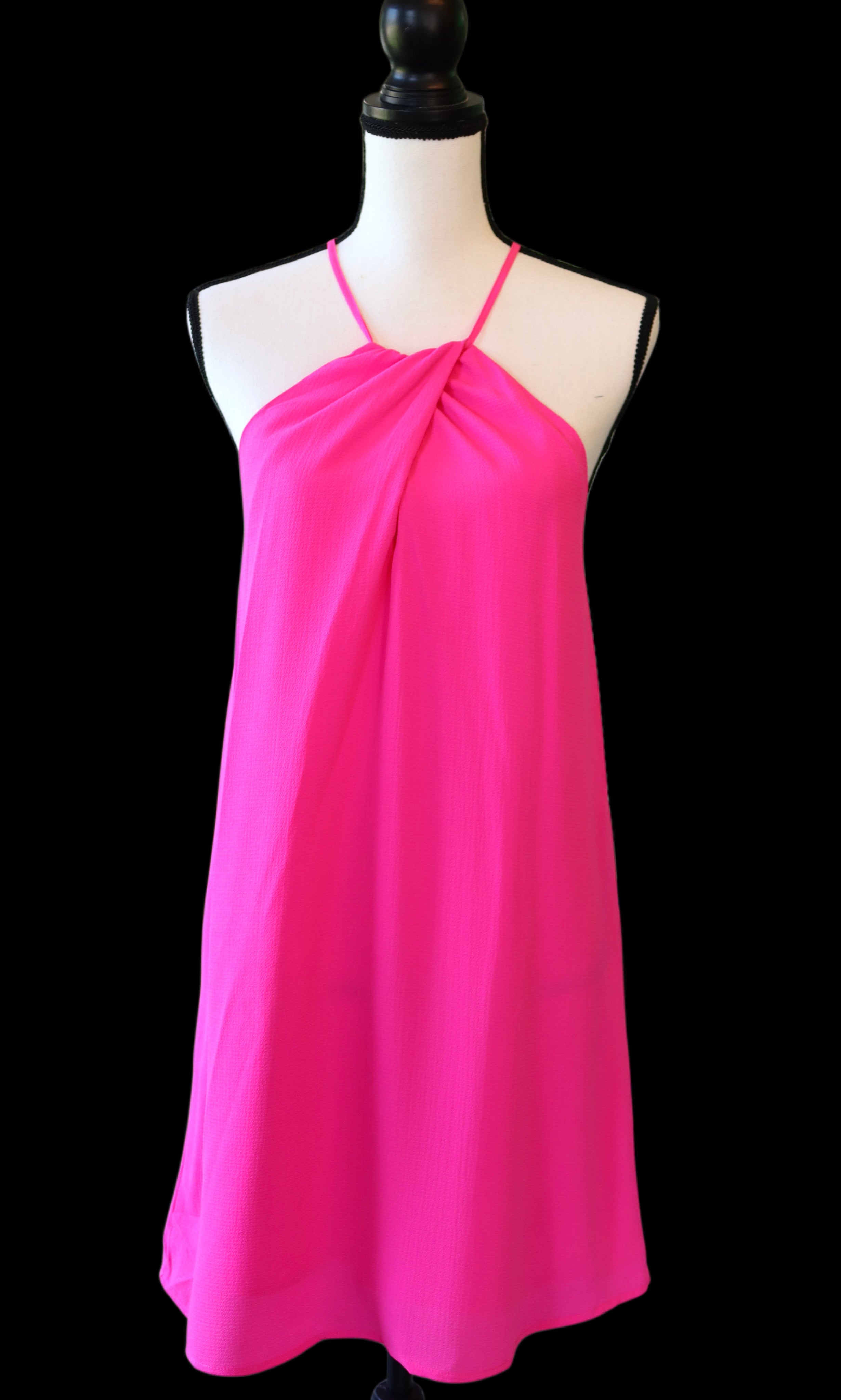 Hot Pink Twist Front Dress