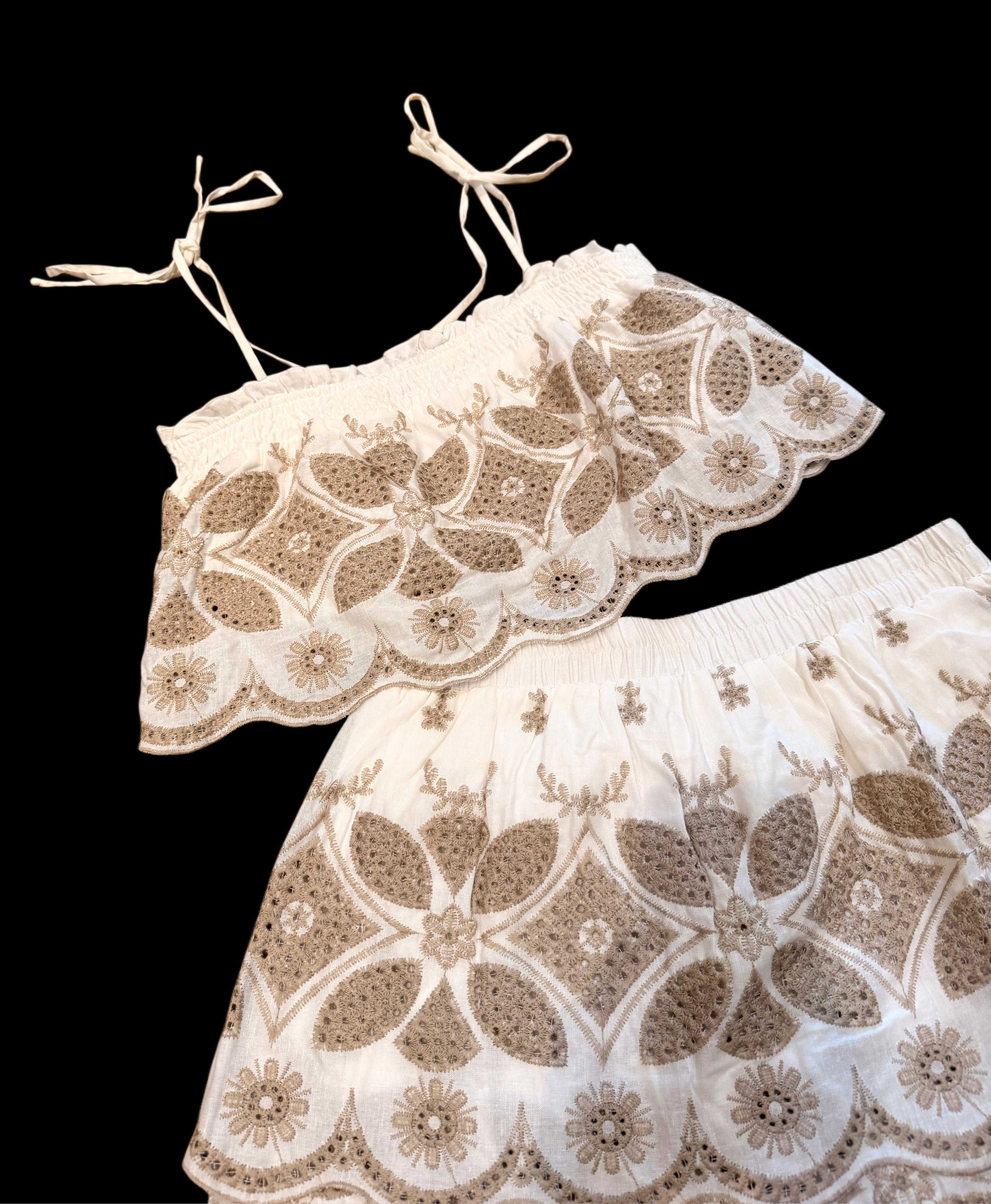 Embroidered Tank and Skirt Set