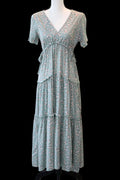 Green Floral Maxi Dress with Ties