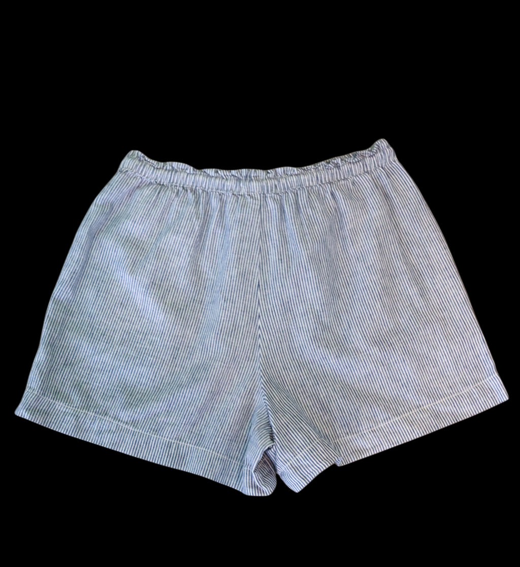 Blue and White Striped Shorts