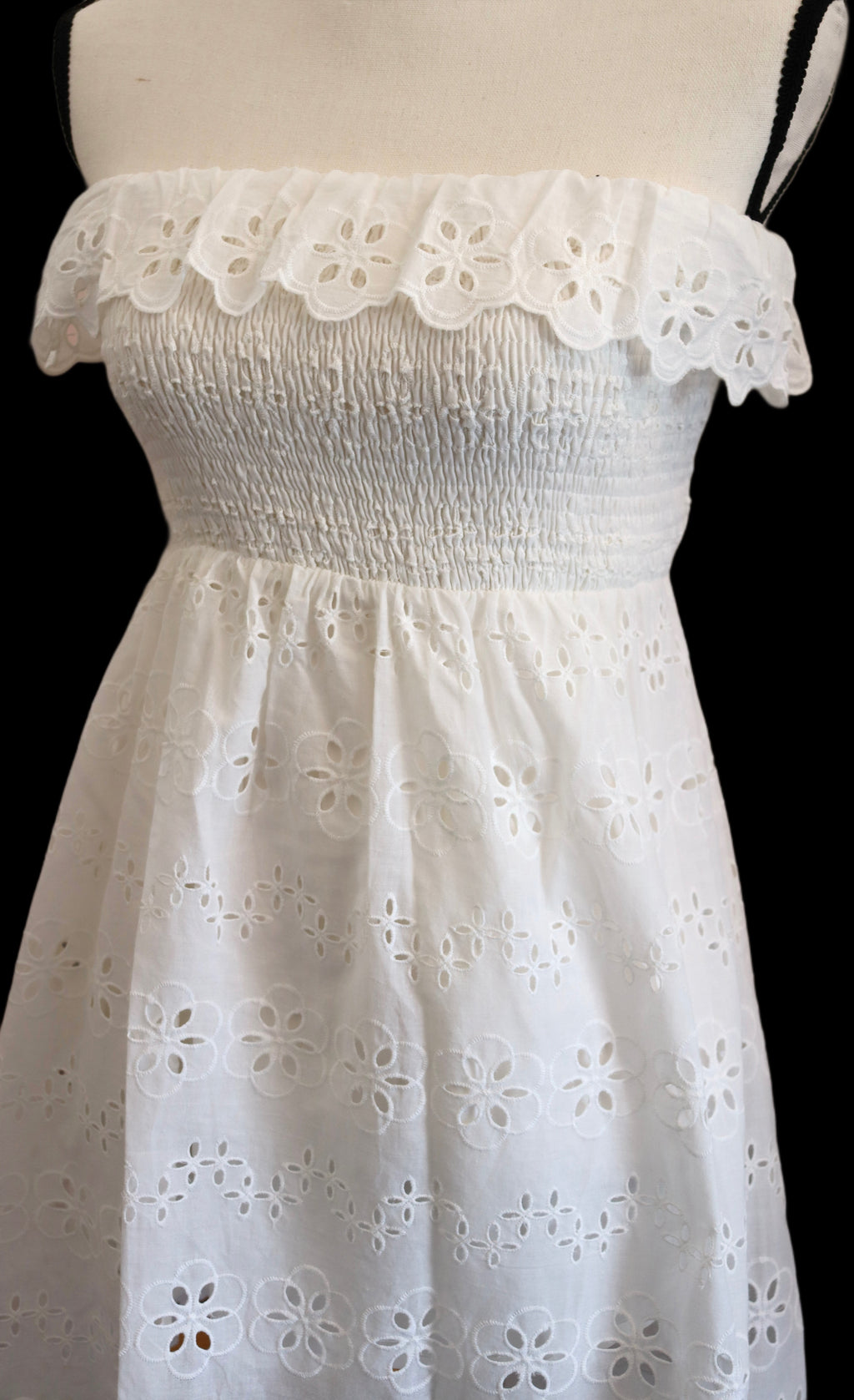 White Sleeveless Embroidered Mini Dress