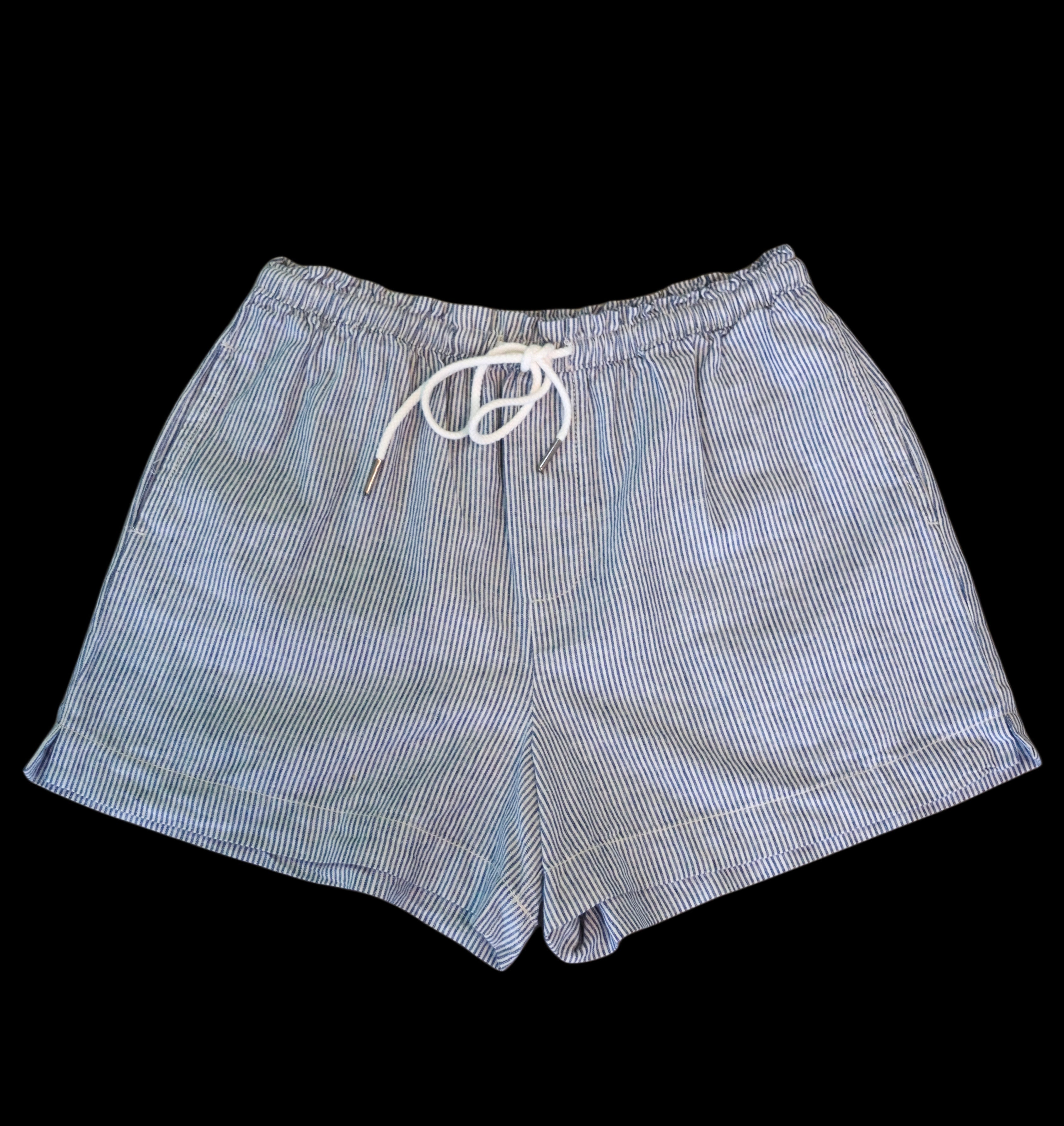 Blue and White Striped Shorts