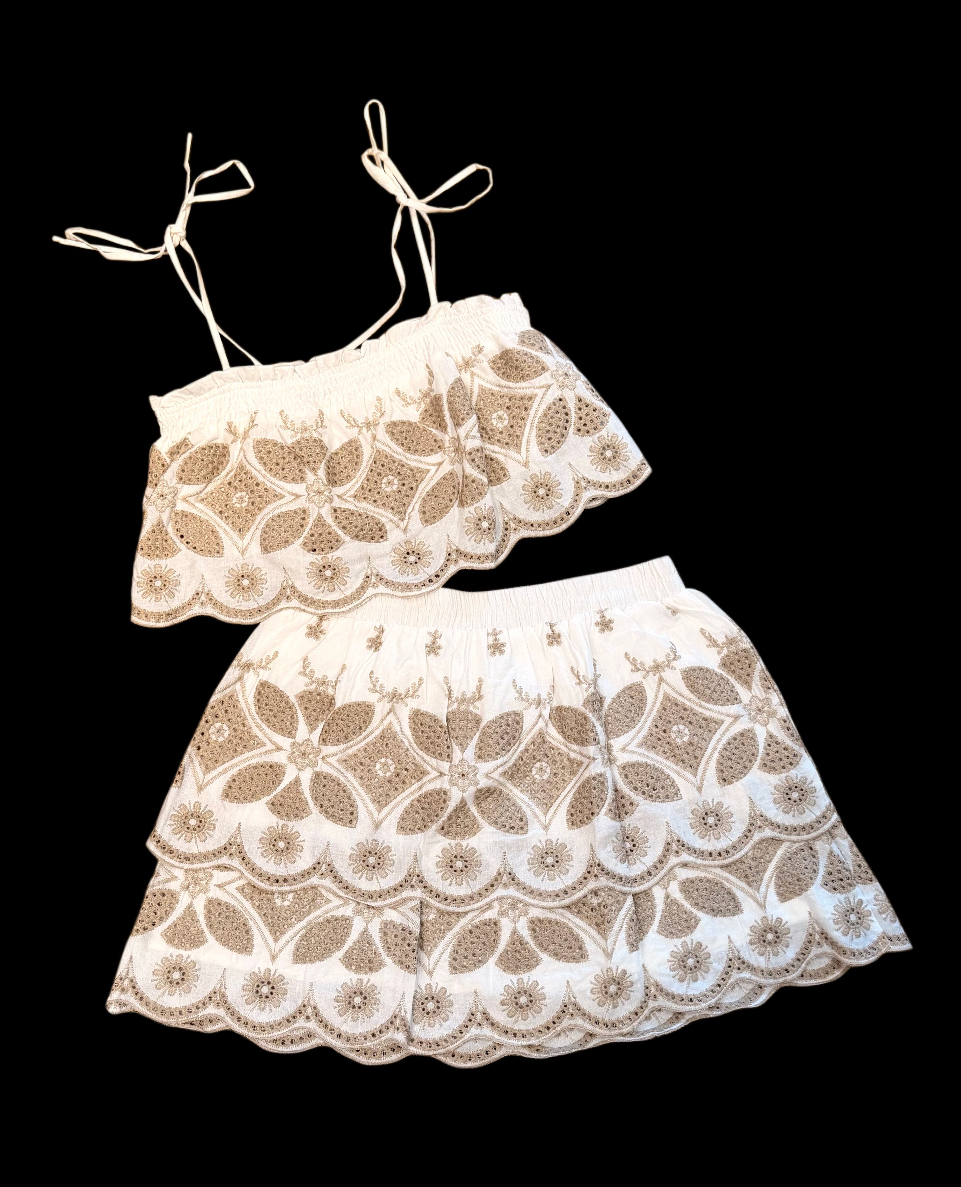 Embroidered Tank and Skirt Set